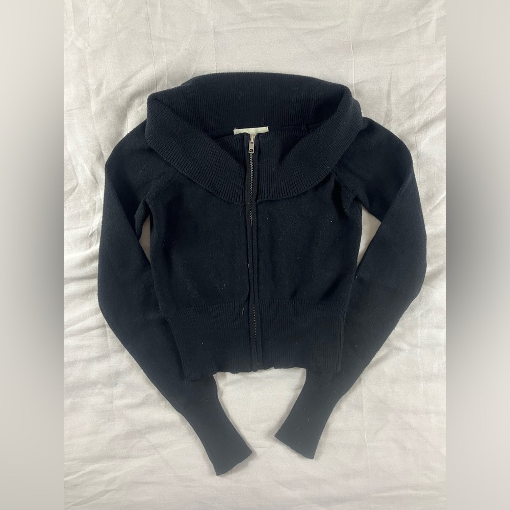 Belle Black Zip Shawl Sweater